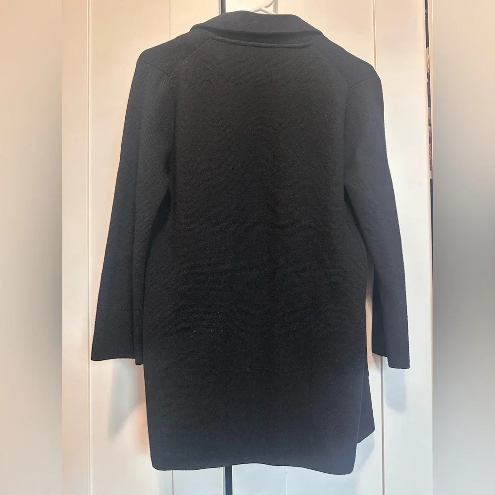 J. Crew Black Collared‎ Open Front Merino Wool Cardigan Sweater Blazer size XS